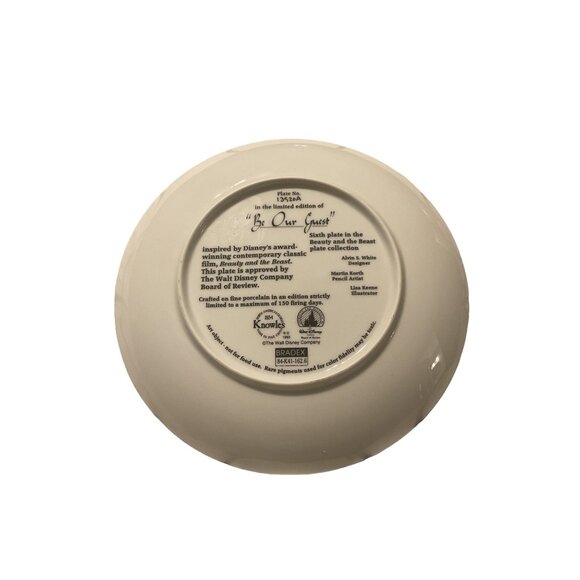 Limited Edition Disney Beauty & The Beast "Be Our Guest" Collector Plate 1993 - Picture 2 of 2